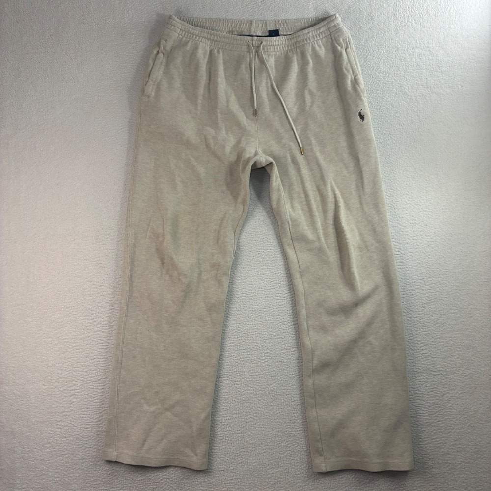 Polo Ralph Lauren Sweatpants Men M Beige Baggy Drawstring Relaxed Vintage Y2K